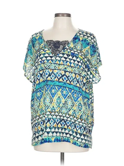 Pre-owned Sami & Jo Short Sleeve Blouse In Blue