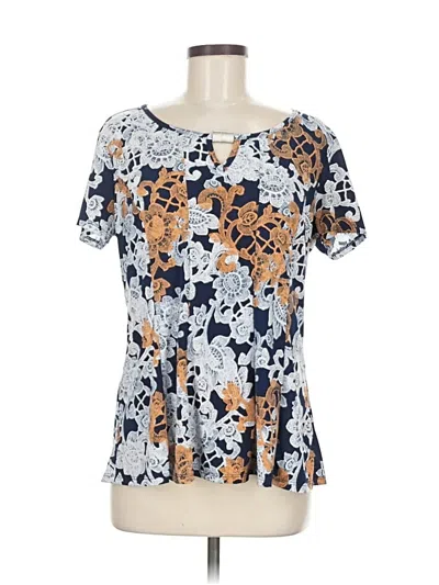 Pre-owned Sami & Jo Short Sleeve Top Blue Scoop Neck Tops