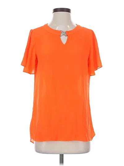 Pre-owned Sami & Jo Short Sleeve Top Orange Keyhole Neckline Tops