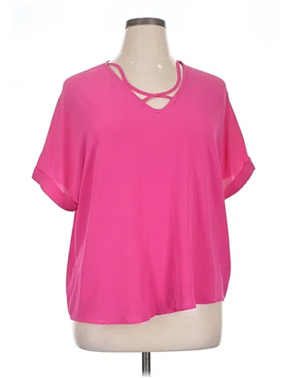 Pre-owned Sami & Jo Short Sleeve Top Pink Keyhole Neckline Tops