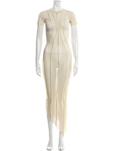 Pre-owned Sami Miro Vintage Crew Neck Long Dress In Neutral