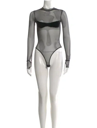 Pre-owned Sami Miro Vintage Crew Neck Long Sleeve Bodysuit In Black
