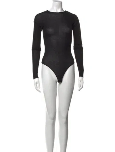 Pre-owned Sami Miro Vintage Crew Neck Long Sleeve Bodysuit In Black