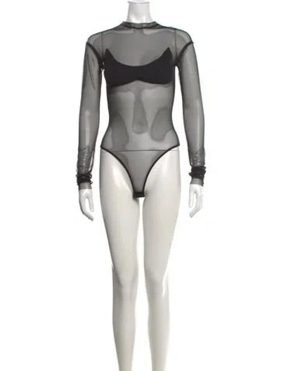 Pre-owned Sami Miro Vintage Crew Neck Long Sleeve Bodysuit W/ Tags In Black