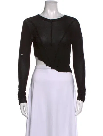 Pre-owned Sami Miro Vintage Crew Neck Long Sleeve Crop Top In Black