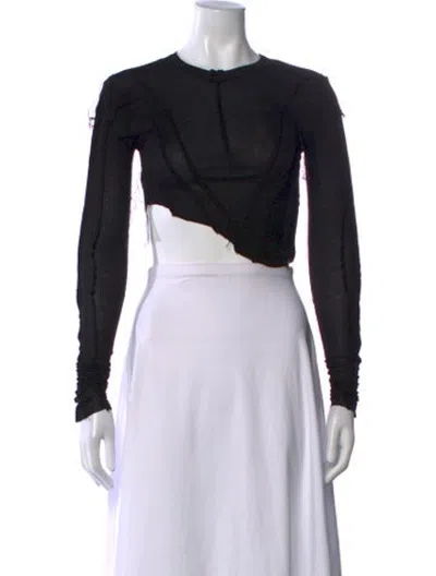 Pre-owned Sami Miro Vintage Crew Neck Long Sleeve Crop Top In Black