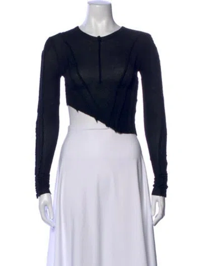 Pre-owned Sami Miro Vintage Crew Neck Long Sleeve Crop Top In Multi