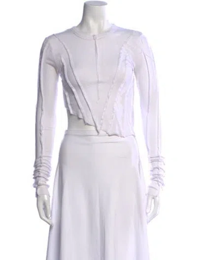 Pre-owned Sami Miro Vintage Crew Neck Long Sleeve Crop Top In White