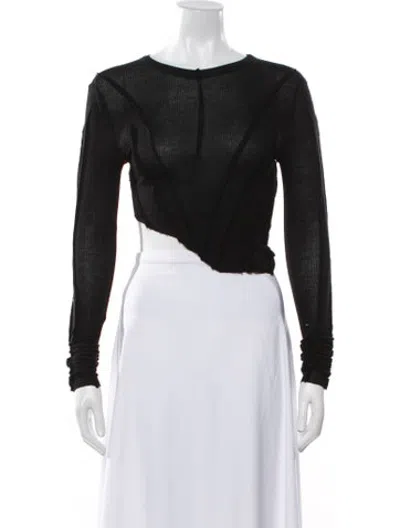 Pre-owned Sami Miro Vintage Crew Neck Long Sleeve Top In Black