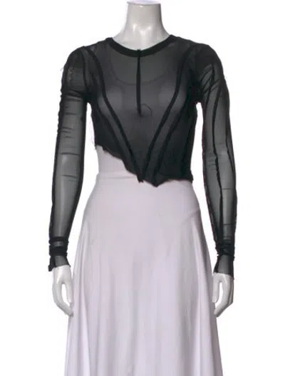 Pre-owned Sami Miro Vintage Crew Neck Long Sleeve Top In Black