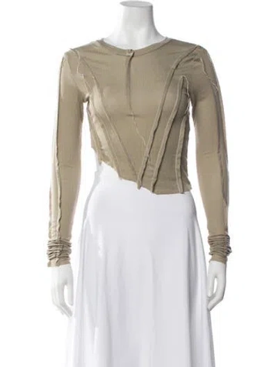 Pre-owned Sami Miro Vintage Crew Neck Long Sleeve Top In Neutrals