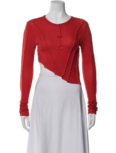 Pre-owned Sami Miro Vintage Crew Neck Long Sleeve Top In Red