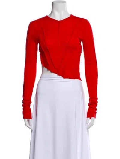 Pre-owned Sami Miro Vintage Crew Neck Long Sleeve Top W/ Tags In Red