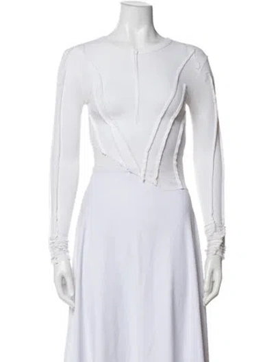 Pre-owned Sami Miro Vintage Crew Neck Long Sleeve Top In White