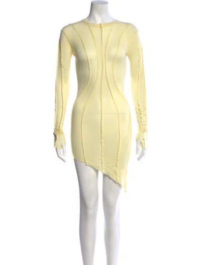 Pre-owned Sami Miro Vintage Crew Neck Mini Dress W/ Tags In Yellow