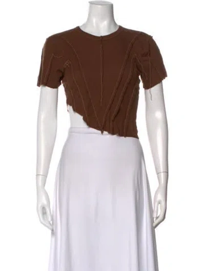 Pre-owned Sami Miro Vintage Crew Neck Short Sleeve Crop Top In Brown
