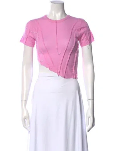Pre-owned Sami Miro Vintage Crew Neck Short Sleeve Crop Top In Pink