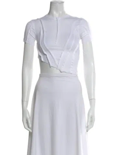 Pre-owned Sami Miro Vintage Crew Neck Short Sleeve Crop Top W/ Tags In White