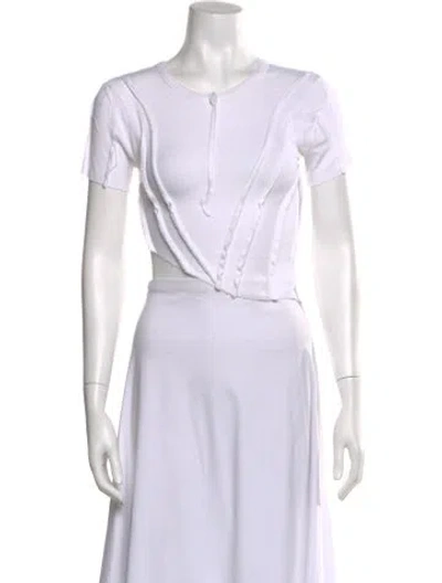 Pre-owned Sami Miro Vintage Crew Neck Short Sleeve Crop Top In White