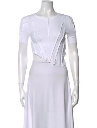 Pre-owned Sami Miro Vintage Crew Neck Short Sleeve Crop Top In White