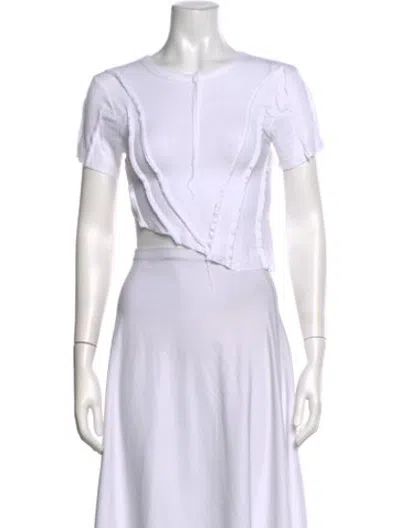 Pre-owned Sami Miro Vintage Crew Neck Short Sleeve Crop Top In White
