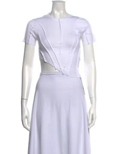 Pre-owned Sami Miro Vintage Crew Neck Short Sleeve Top In White