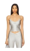 Sami Miro Vintage Double Layer Tank Top In Metallic Silver