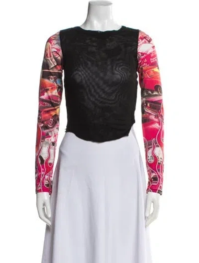 Pre-owned Sami Miro Vintage Graphic Print Crew Neck Top In Multi