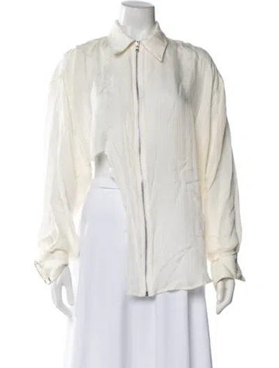 Pre-owned Sami Miro Vintage Long Sleeve Button-up Top In Neutral