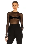 Sami Miro Vintage Semi-sheer Long-sleeve Bodysuit In Black