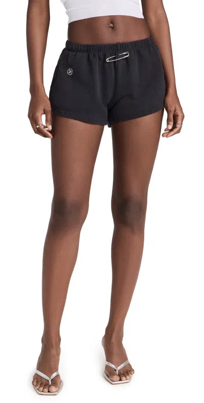 Sami Miro Vintage Mini Safety Pin Sweat Shorts Black