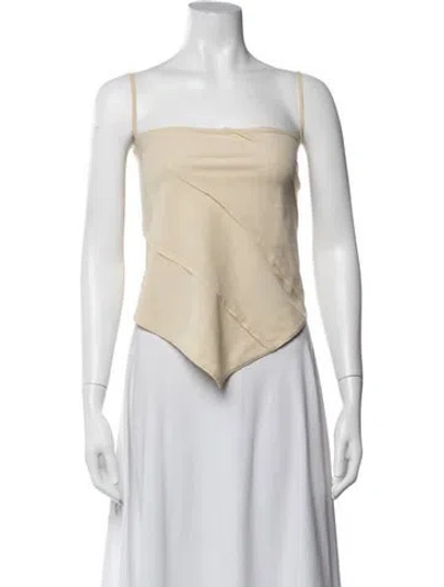 Pre-owned Sami Miro Vintage Nylon Asymmetrical Top In Neutrals