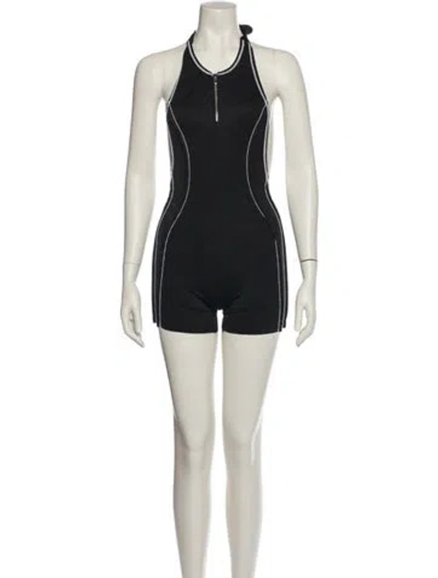 Pre-owned Sami Miro Vintage Nylon Halterneck Romper W/ Tags In Black