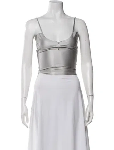 Pre-owned Sami Miro Vintage Nylon Scoop Neck Crop Top In Gray