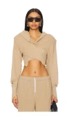 Sami Miro Vintage Open Seam Wrap Hoodie In Taupe