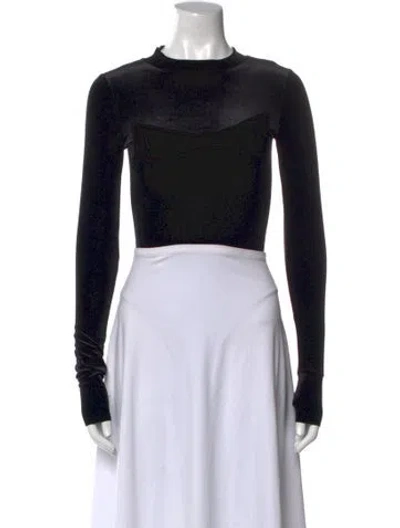 Pre-owned Sami Miro Vintage Scoop Neck Long Sleeve Crop Top In Black