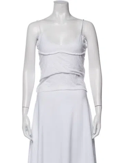 Pre-owned Sami Miro Vintage Scoop Neck Sleeveless Top In White