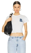 Sami Miro Vintage Scrap Mini Tee In White And Blue In White