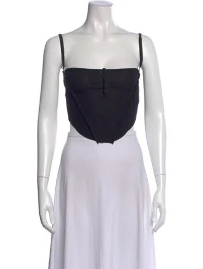 Pre-owned Sami Miro Vintage Square Neckline Sleeveless Crop Top In Black