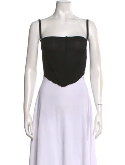 Pre-owned Sami Miro Vintage Square Neckline Sleeveless Top In Black