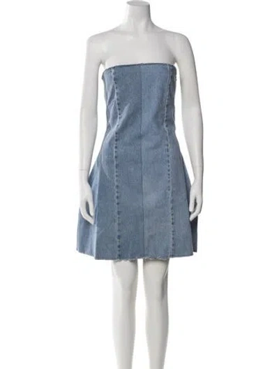 Pre-owned Sami Miro Vintage Strapless Mini Dress W/ Tags In Blue