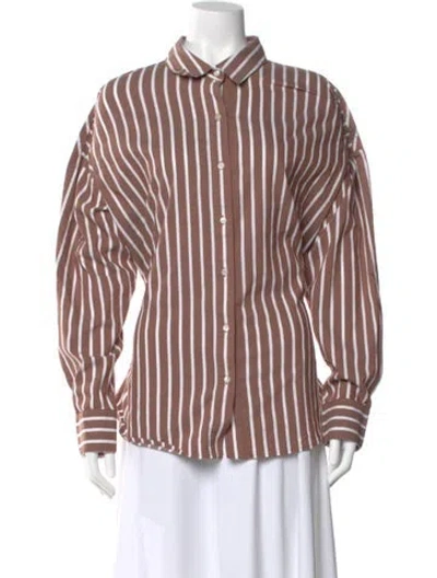 Pre-owned Sami Miro Vintage Striped Long Sleeve Button-up Top In Multi