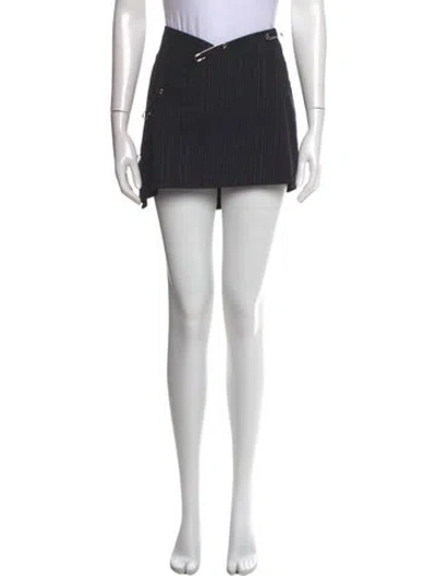Pre-owned Sami Miro Vintage Striped Mini Skirt In Black