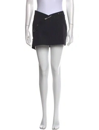 Pre-owned Sami Miro Vintage Striped Mini Skirt In Black