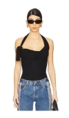 Sami Miro Vintage Tied Up Halter Bodysuit In Black
