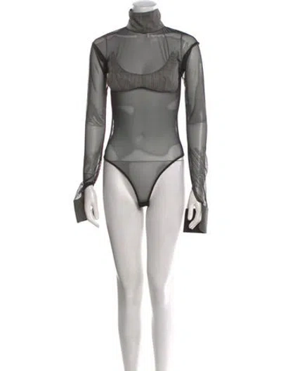 Pre-owned Sami Miro Vintage Turtleneck Long Sleeve Bodysuit In Black