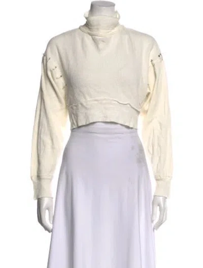 Pre-owned Sami Miro Vintage Turtleneck Long Sleeve Crop Top In Neutral