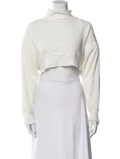 Pre-owned Sami Miro Vintage Turtleneck Long Sleeve Crop Top In White