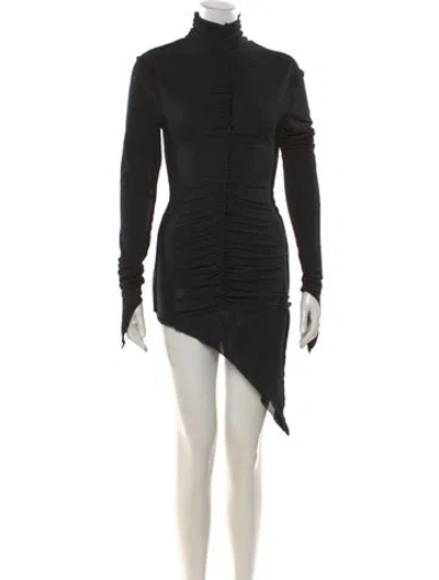 Pre-owned Sami Miro Vintage Turtleneck Mini Dress In Black
