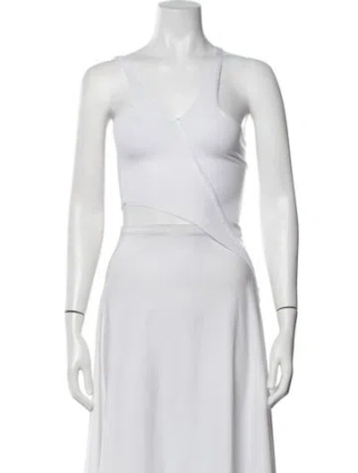 Pre-owned Sami Miro Vintage V-neck Sleeveless Crop Top In White